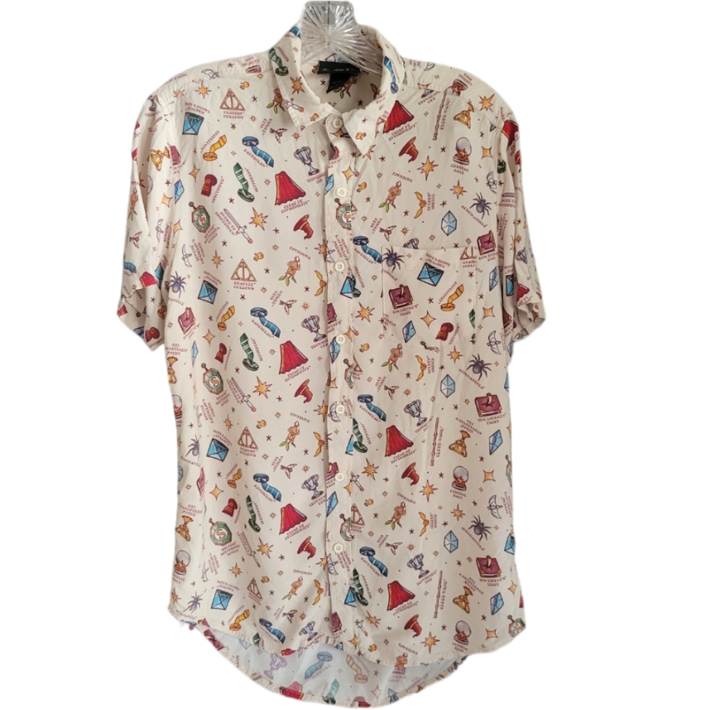 Harry‎ Potter Unisex Woven Button Up Top Size Small  Wizarding World